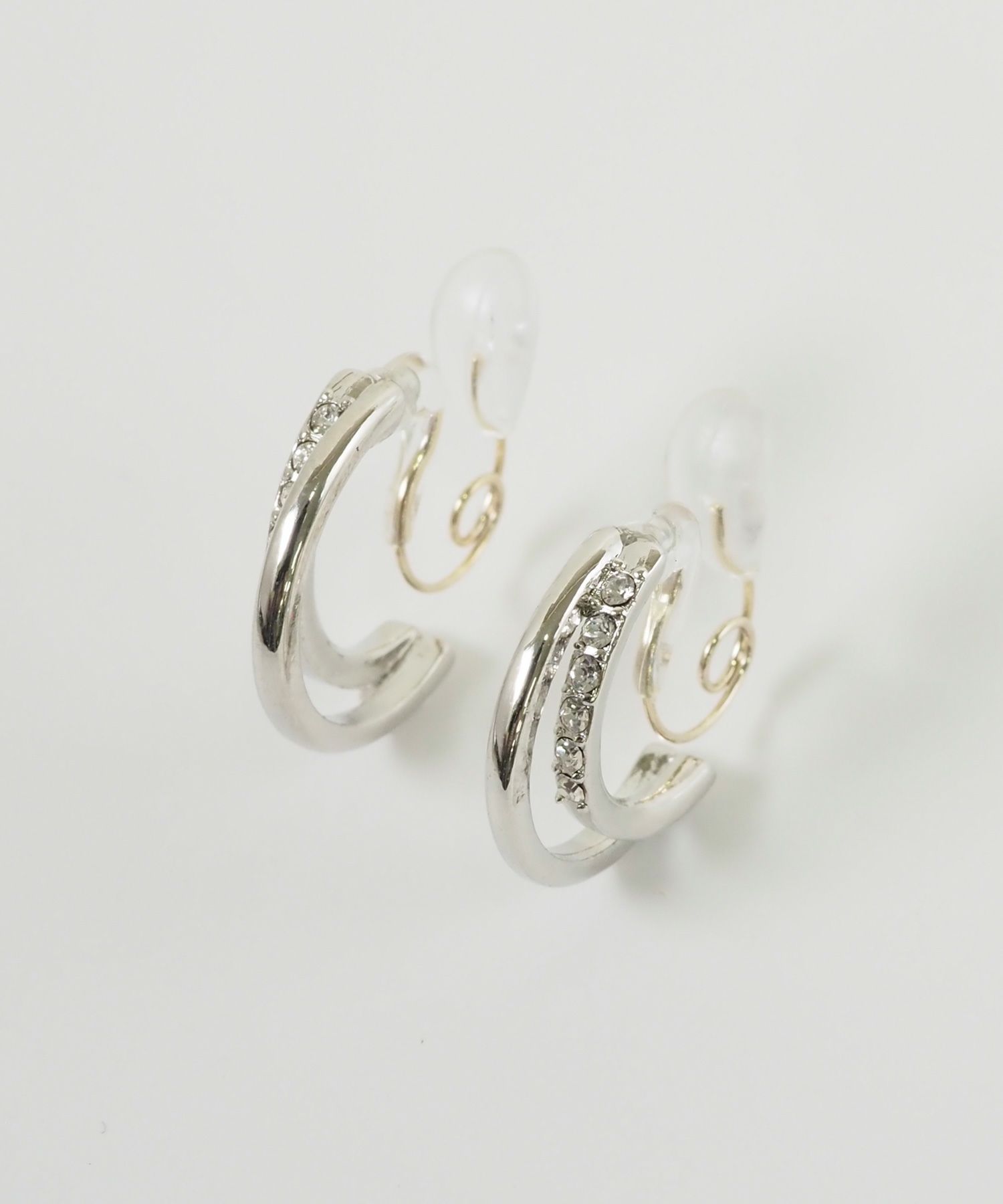  【web限定】ストーンフープクリスタルループフィットイヤリング