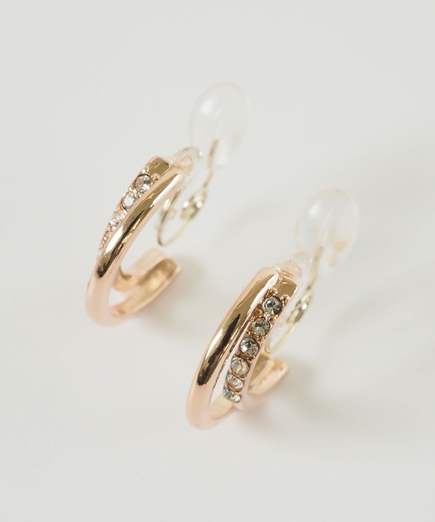 【web限定】ルミストーンフープクリスタルループフィットイヤリング【Lumirise】