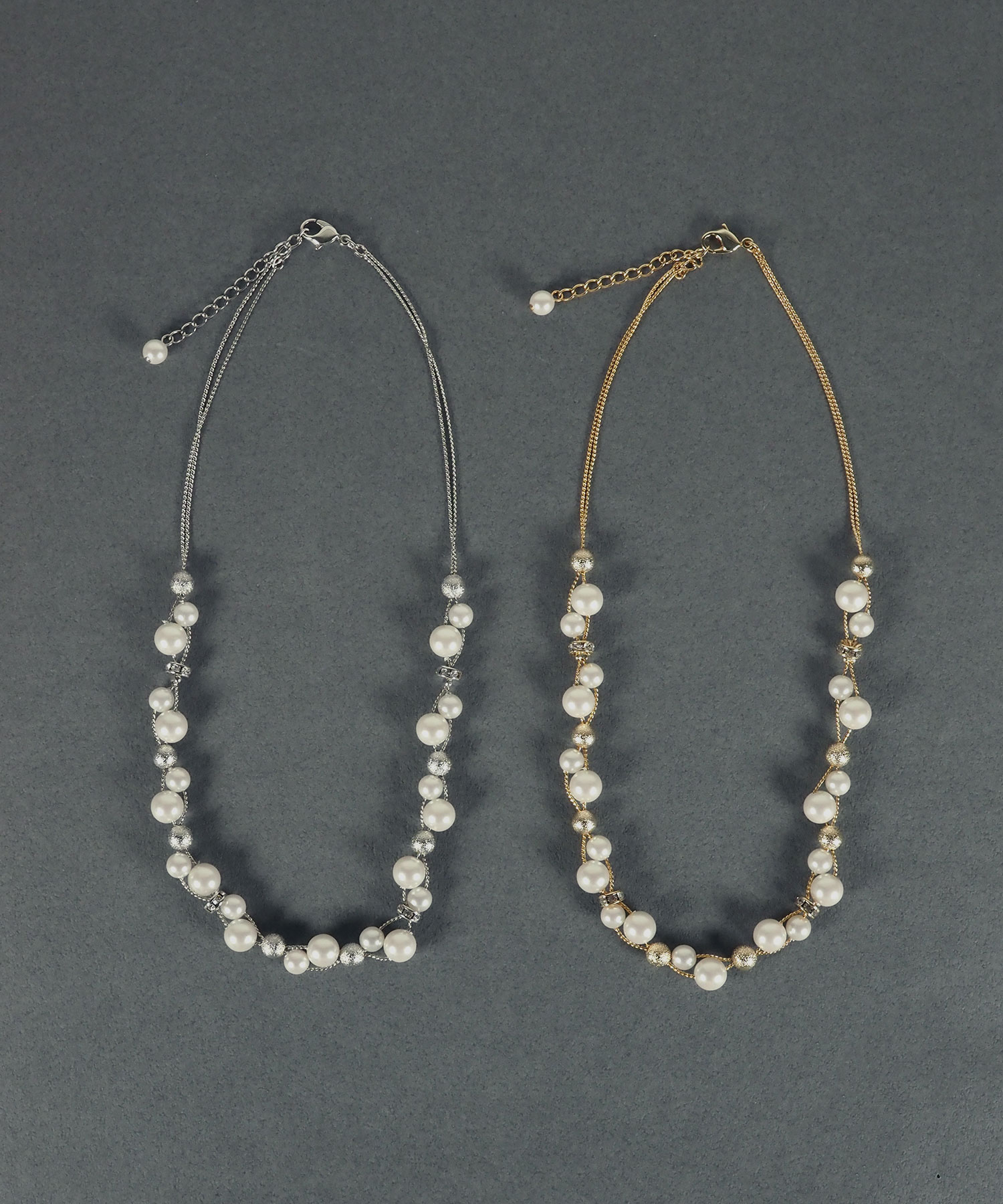 パール×メタルボールクロッシングネックレス【MUK voyalibre】