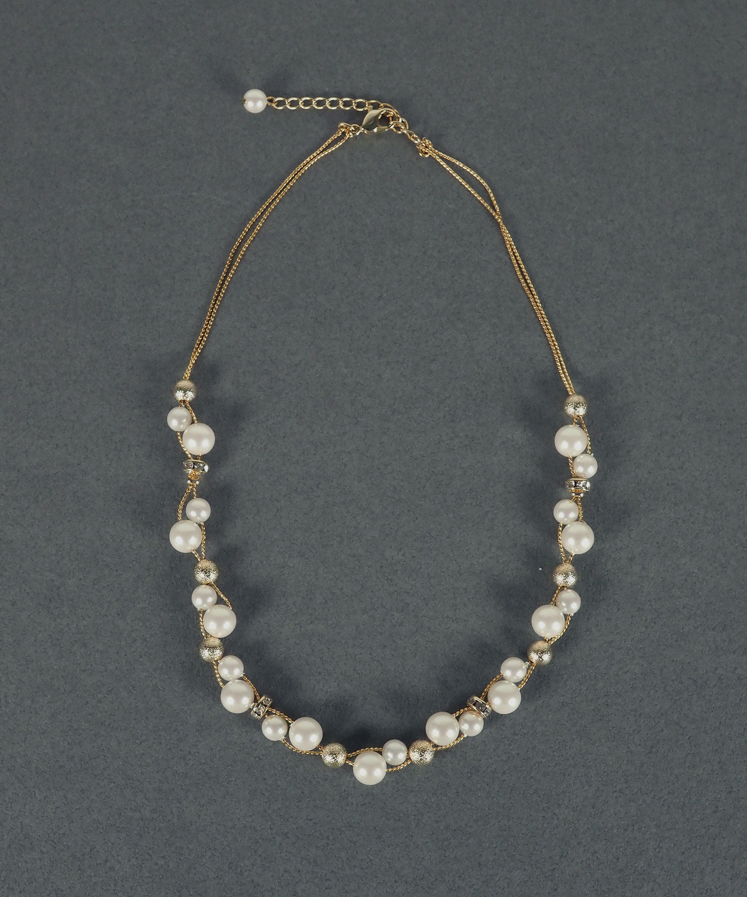 パール×メタルボールクロッシングネックレス【MUK voyalibre】