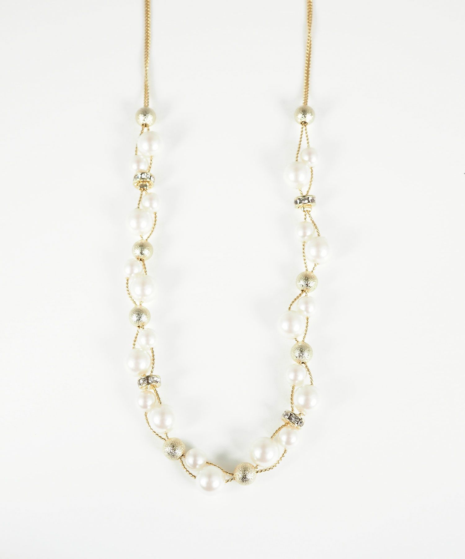 パール×メタルボールクロッシングネックレス【MUK voyalibre】