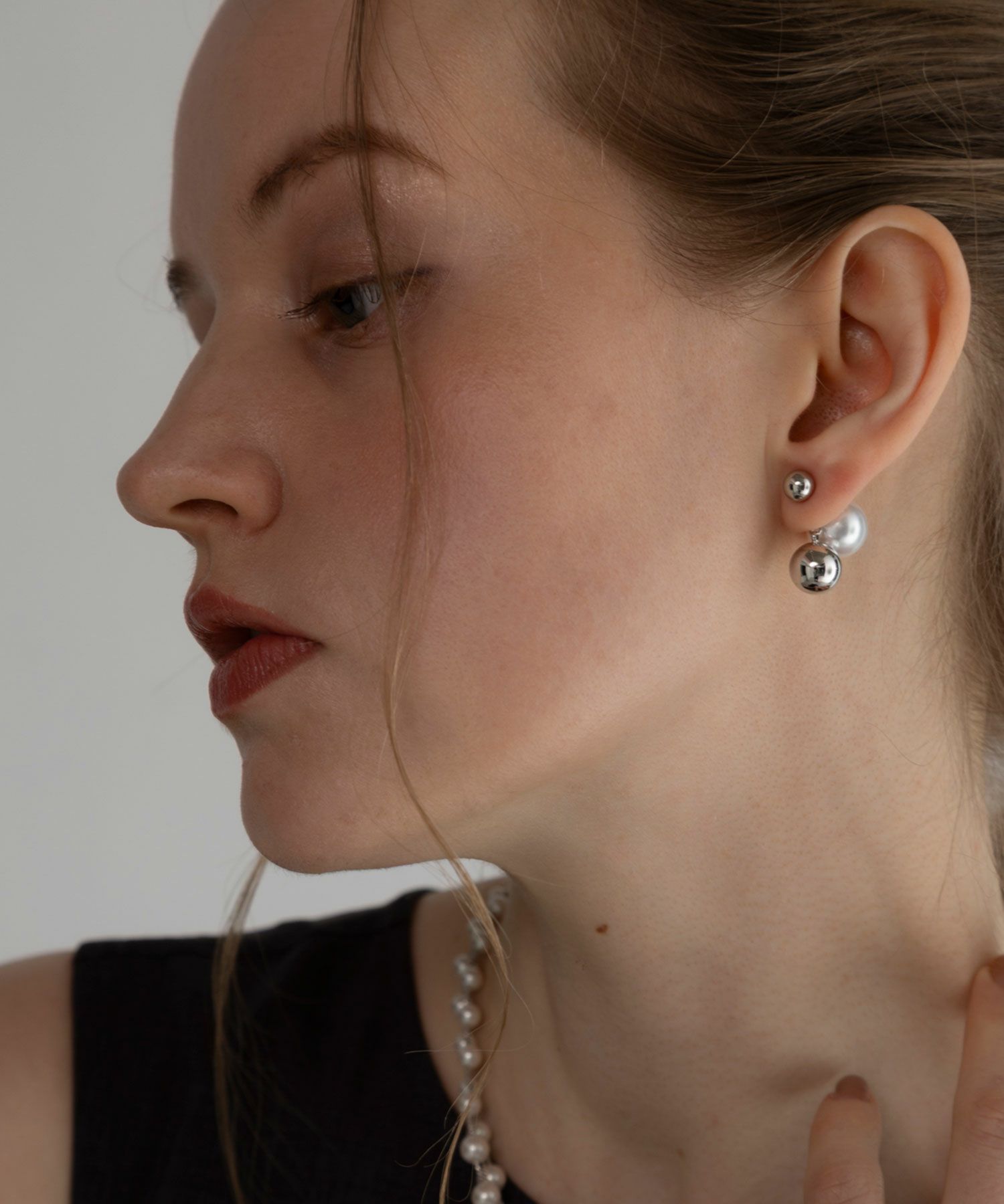 ステーションメタルボール×パールチタンポストピアス【MUK voyalibre】