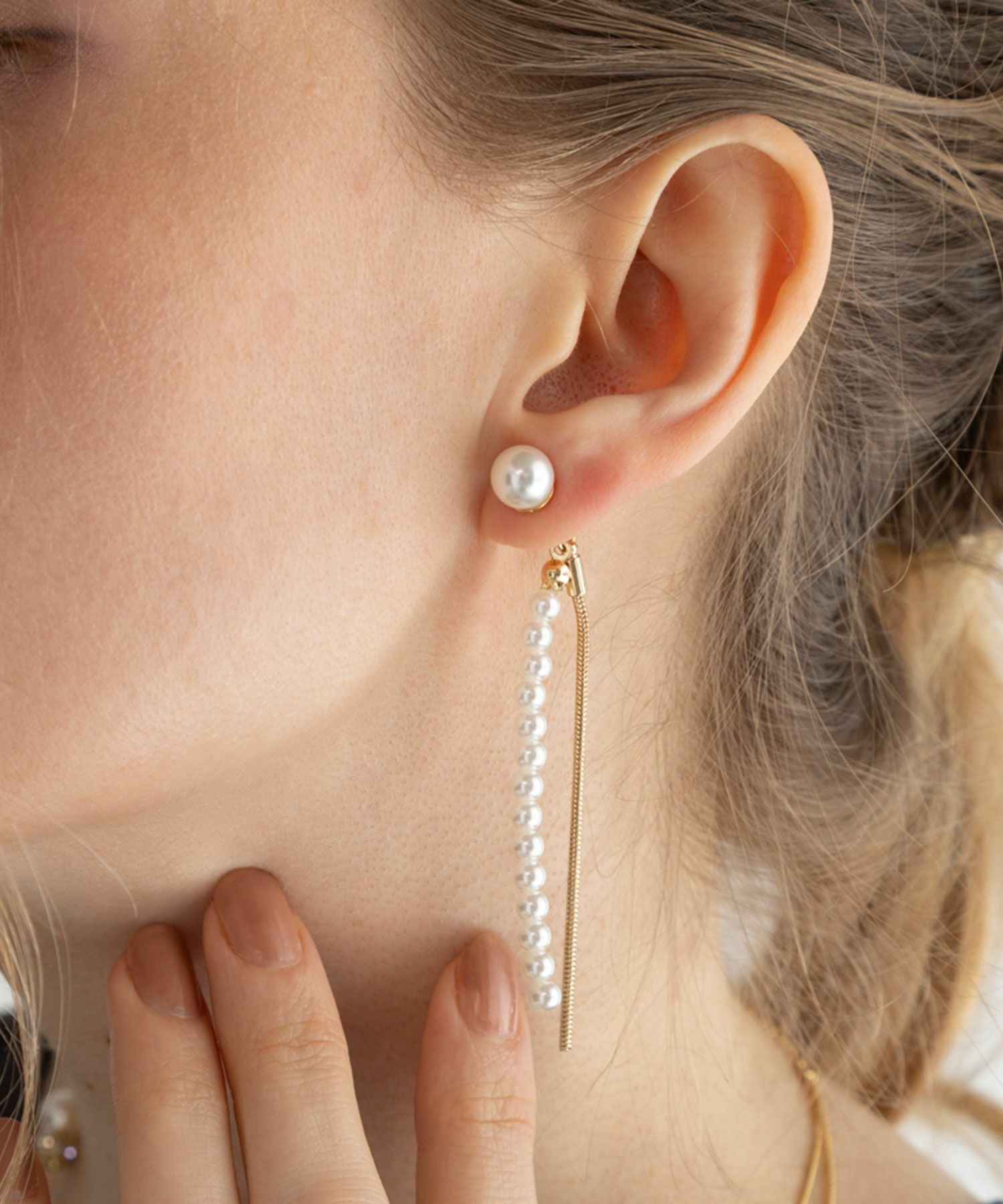 パールラインロングチタンポストピアス【MUK voyalibre】