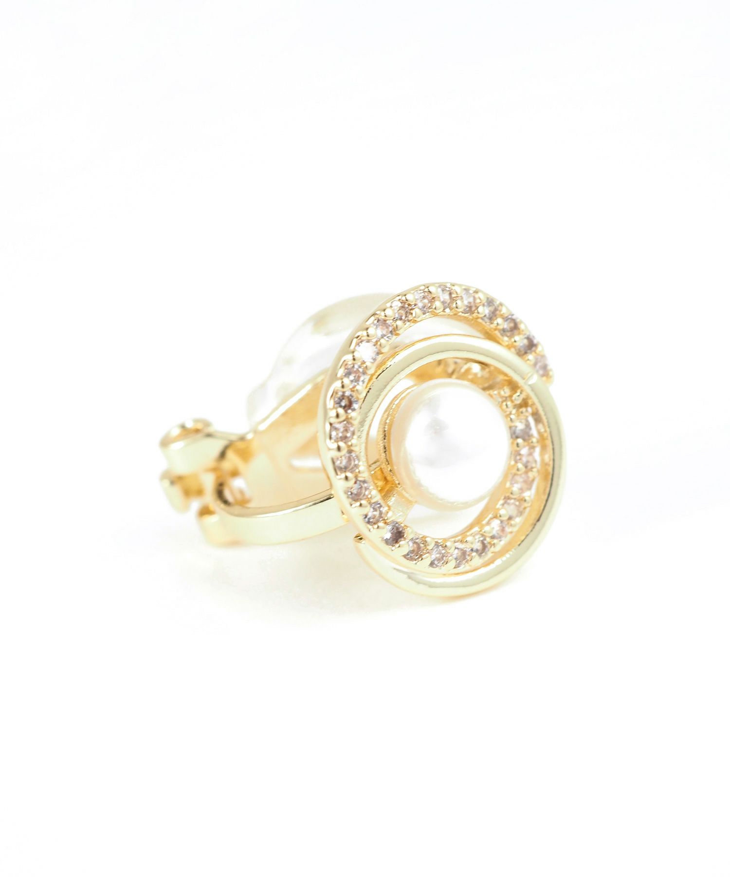 パールスパイラルビジュークリップイヤリング