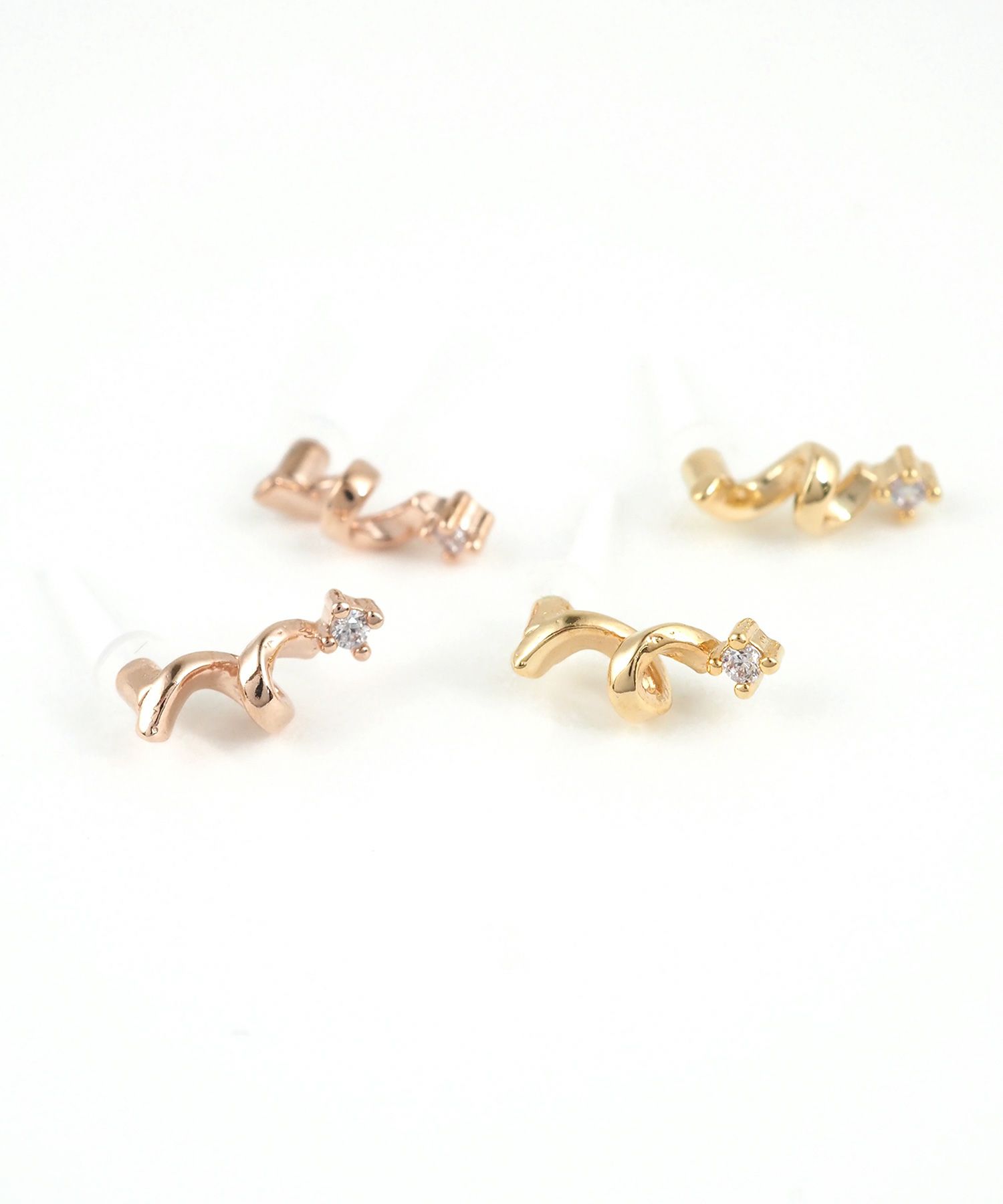 スパイラルラインジルコニアセラミックポストピアス