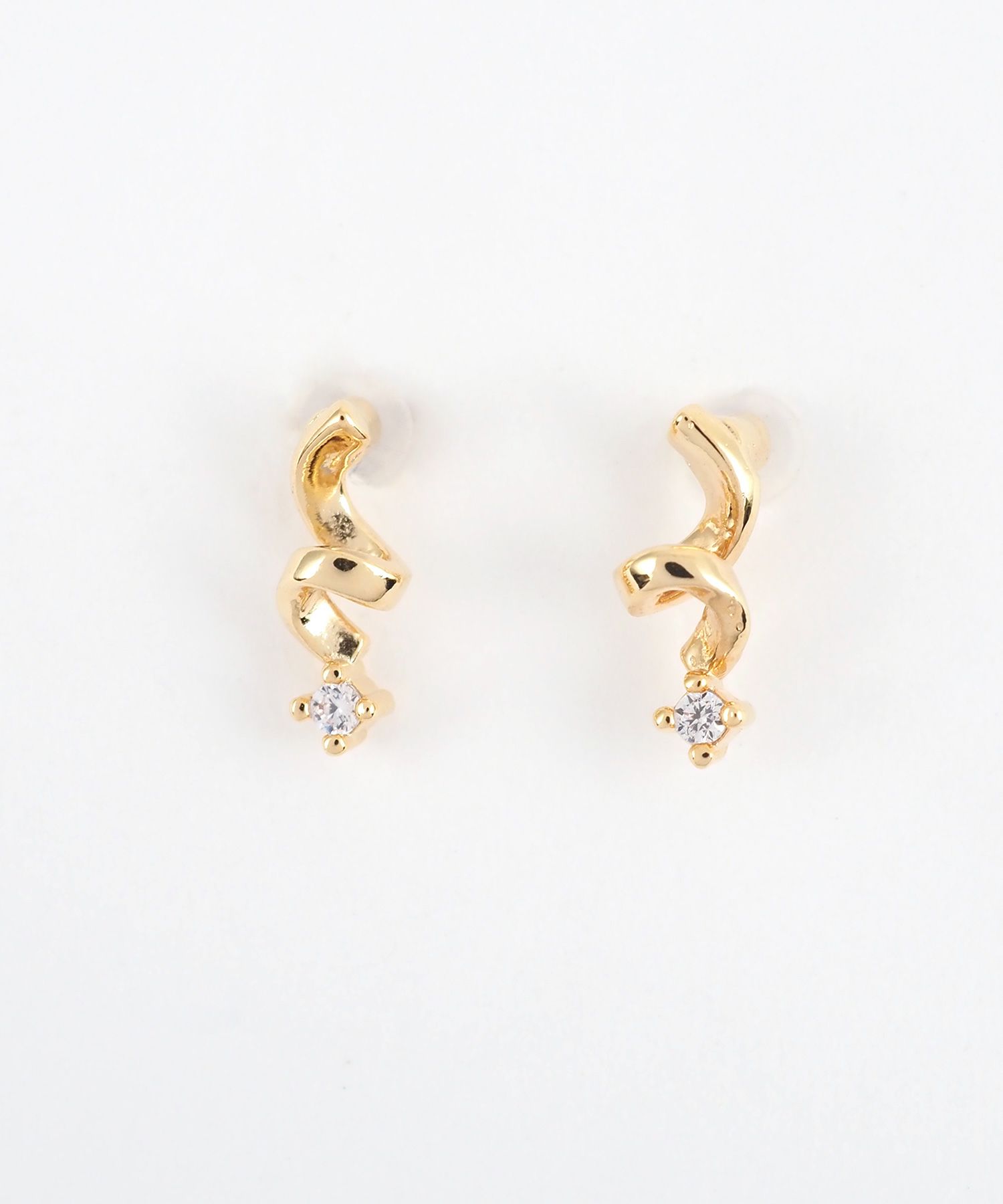 スパイラルラインジルコニアセラミックポストピアス