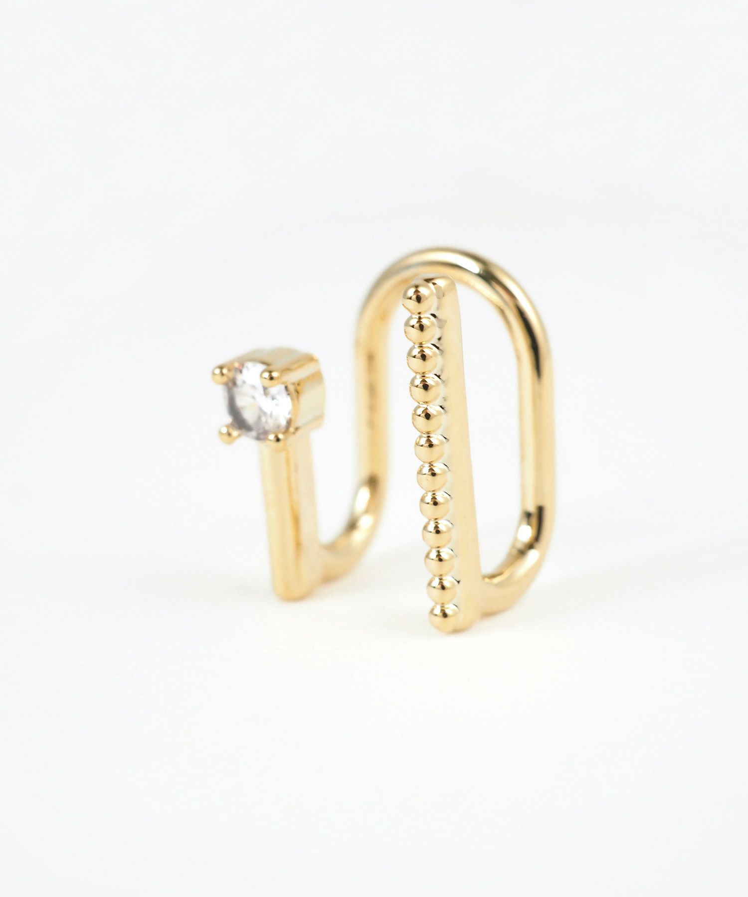 ポイントジルコニア＆ボールラインラウンドメタルイヤリング