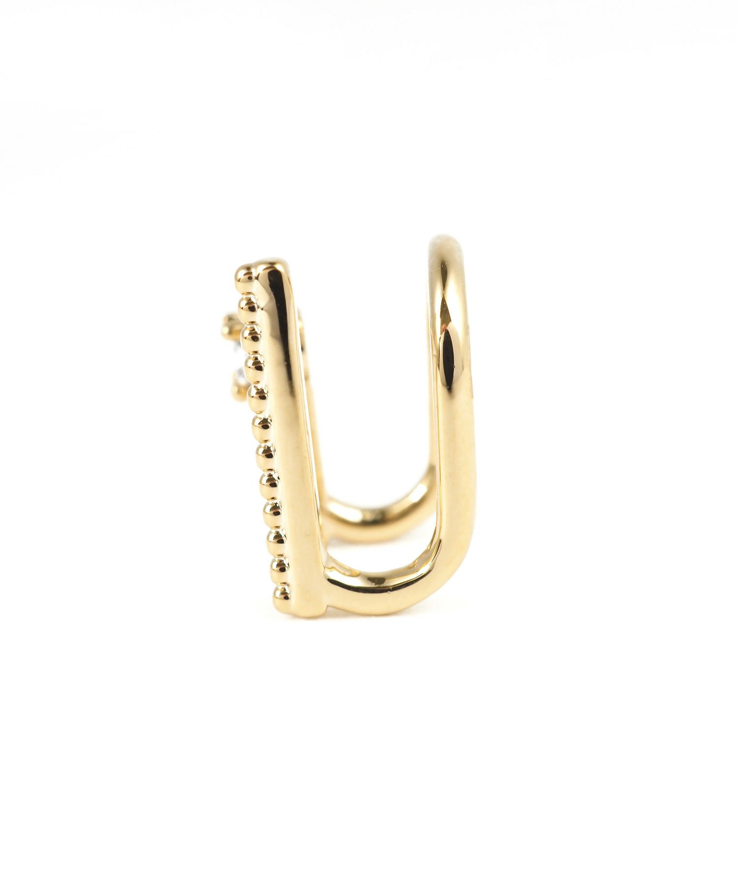 ポイントジルコニア＆ボールラインラウンドメタルイヤリング