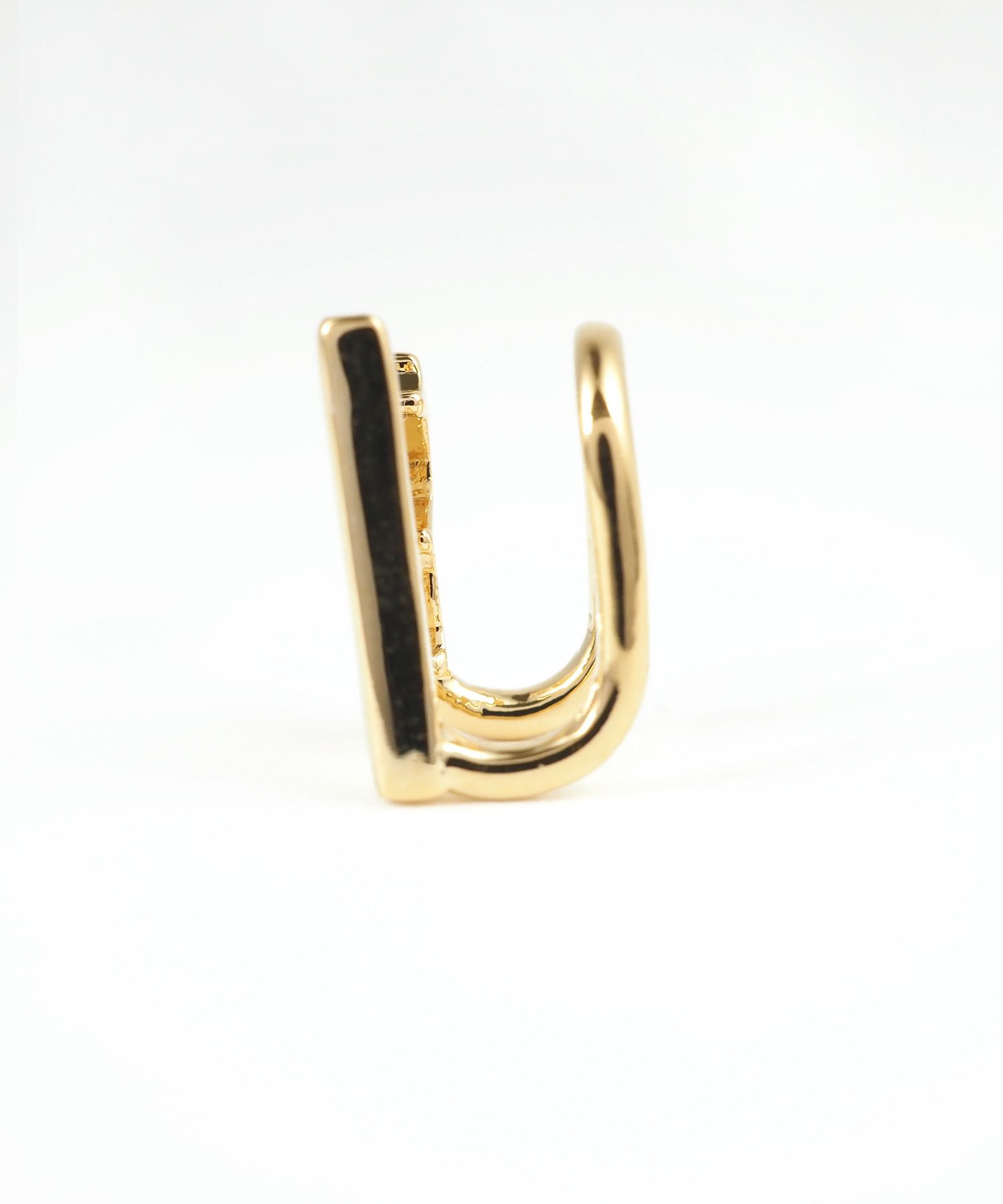 バゲットジルコニア＆バーラウンドメタルイヤリング