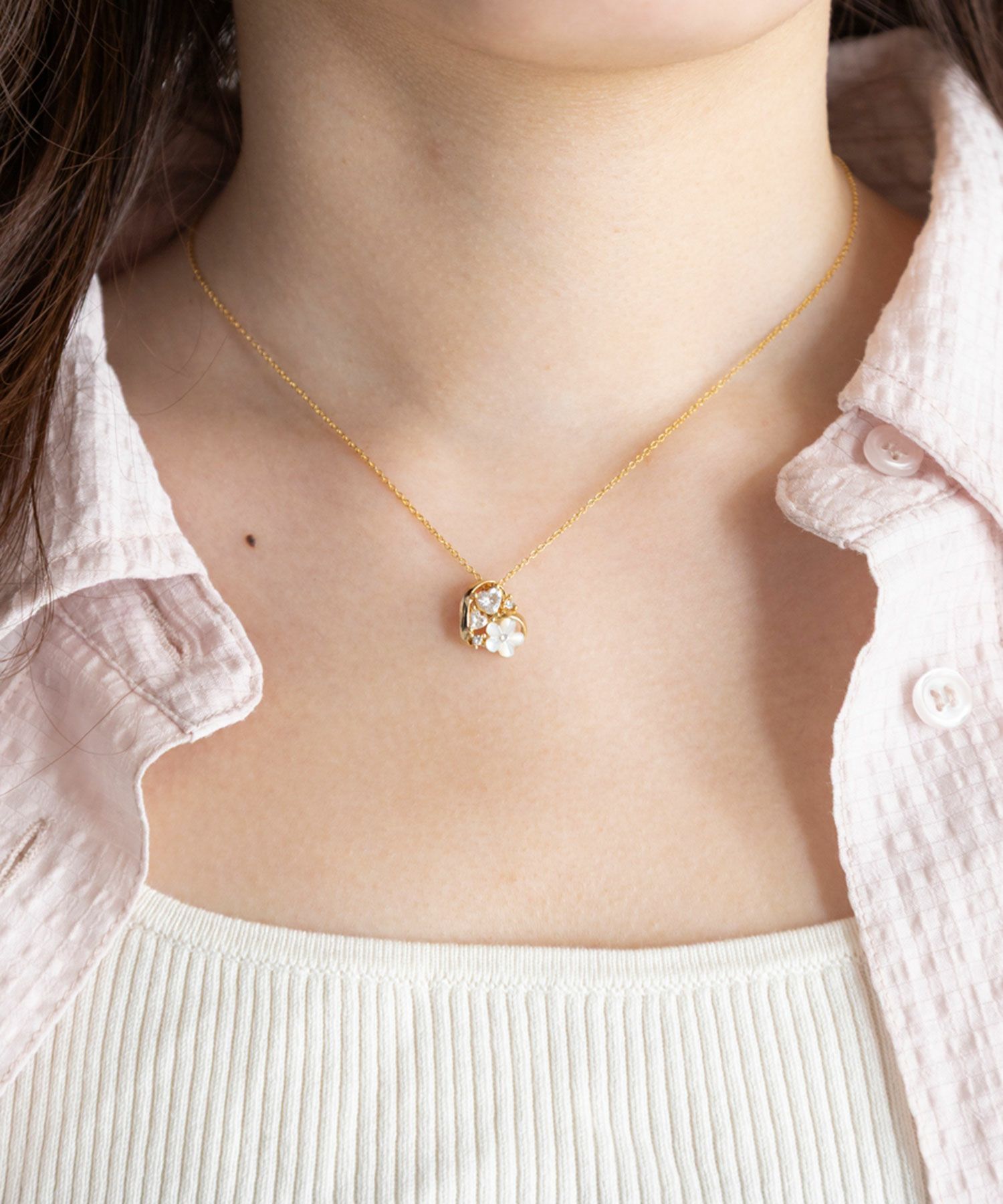 白蝶貝オープンハートフラワーネックレス | 【公式】MUK ONLINE SHOP